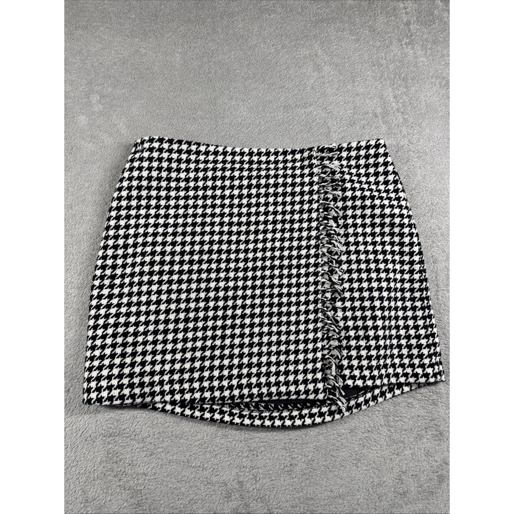 Steve Madden Leon Wrap Skirt in black and white houndstooth Size Small New